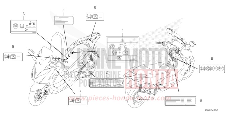 CAUTION LABEL for Forza 125 MAT CARNELIAN RED METALLIC (R384) from 2022